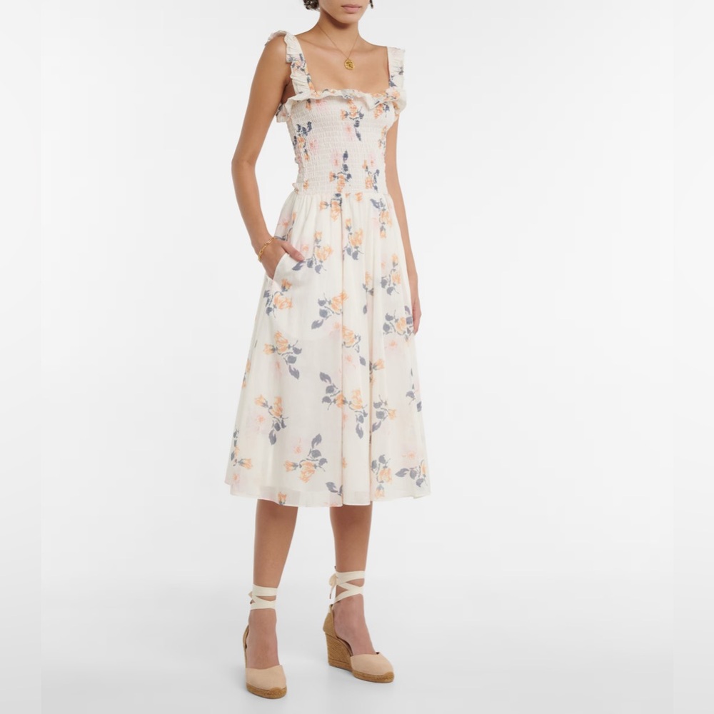 POLO RALPH LAUREN Floral cotton midi dress, Size Large